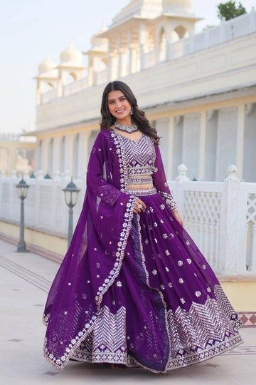 Presenting Purple Color Georgette Designer Event Wear Lehenga Choli