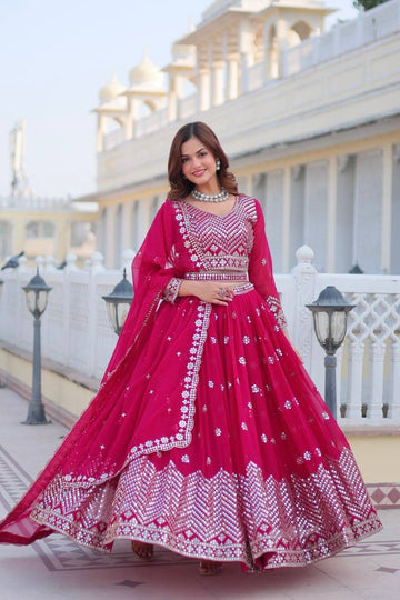 Presenting Rani Pink Color Georgette Designer Event Wear Lehenga Choli