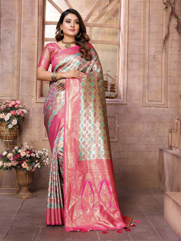 FASHIONABLE Green Color Banarasi Silk Weaving Saree For Wedding