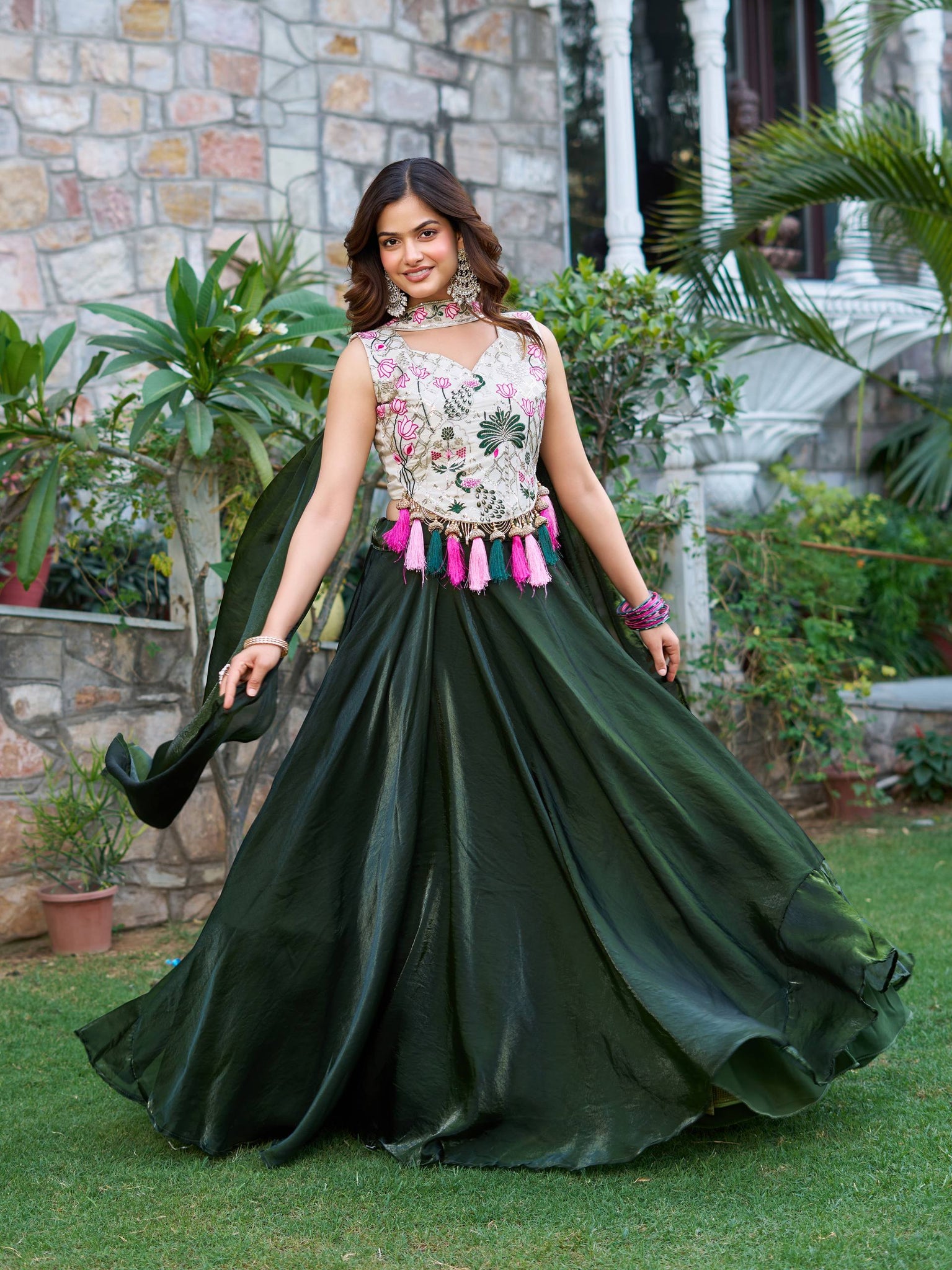 Green Color Fendy Silk Lehenga Choli For Wedding