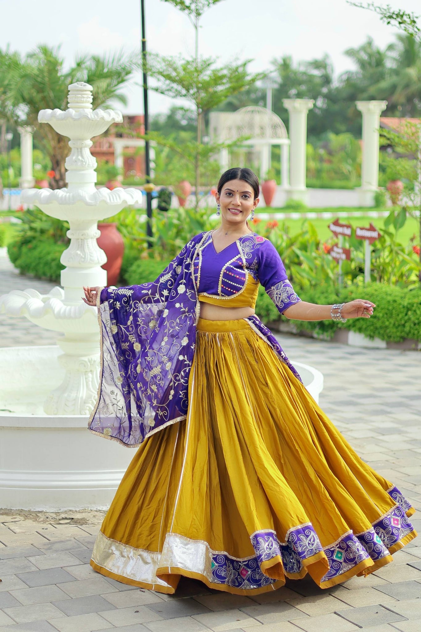 Mustard Color Cotton Embroidery Work Ghagra Choli