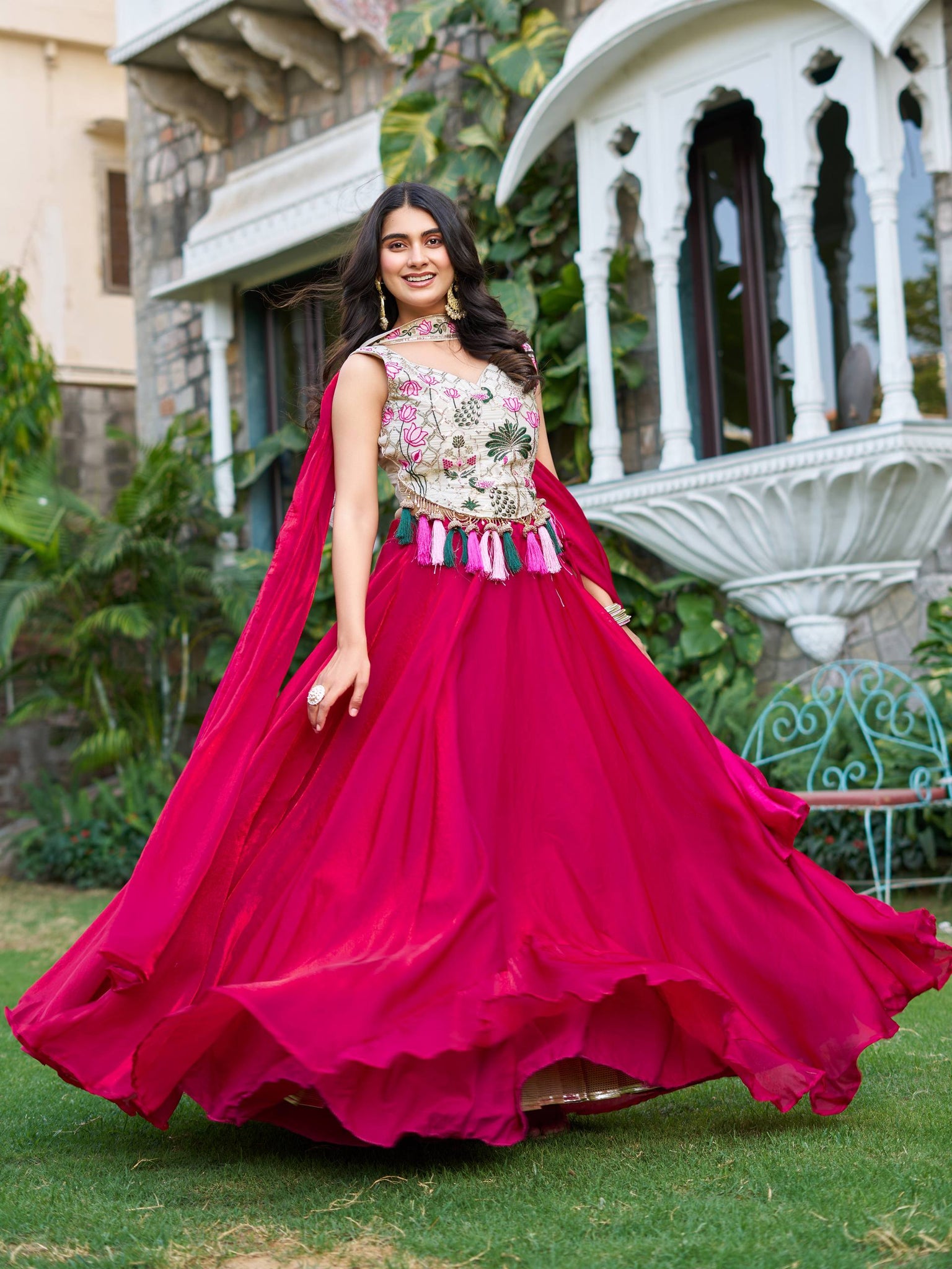 Modern Pink Fendy Silk Lehenga Choli With Dupatta Set