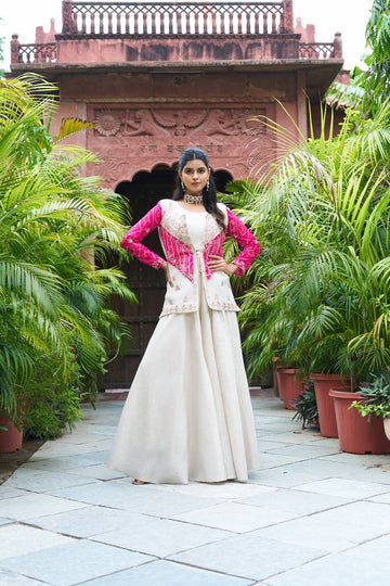 Off-White Cosmos Shimmer Wedding Plazzo Suit With Koti