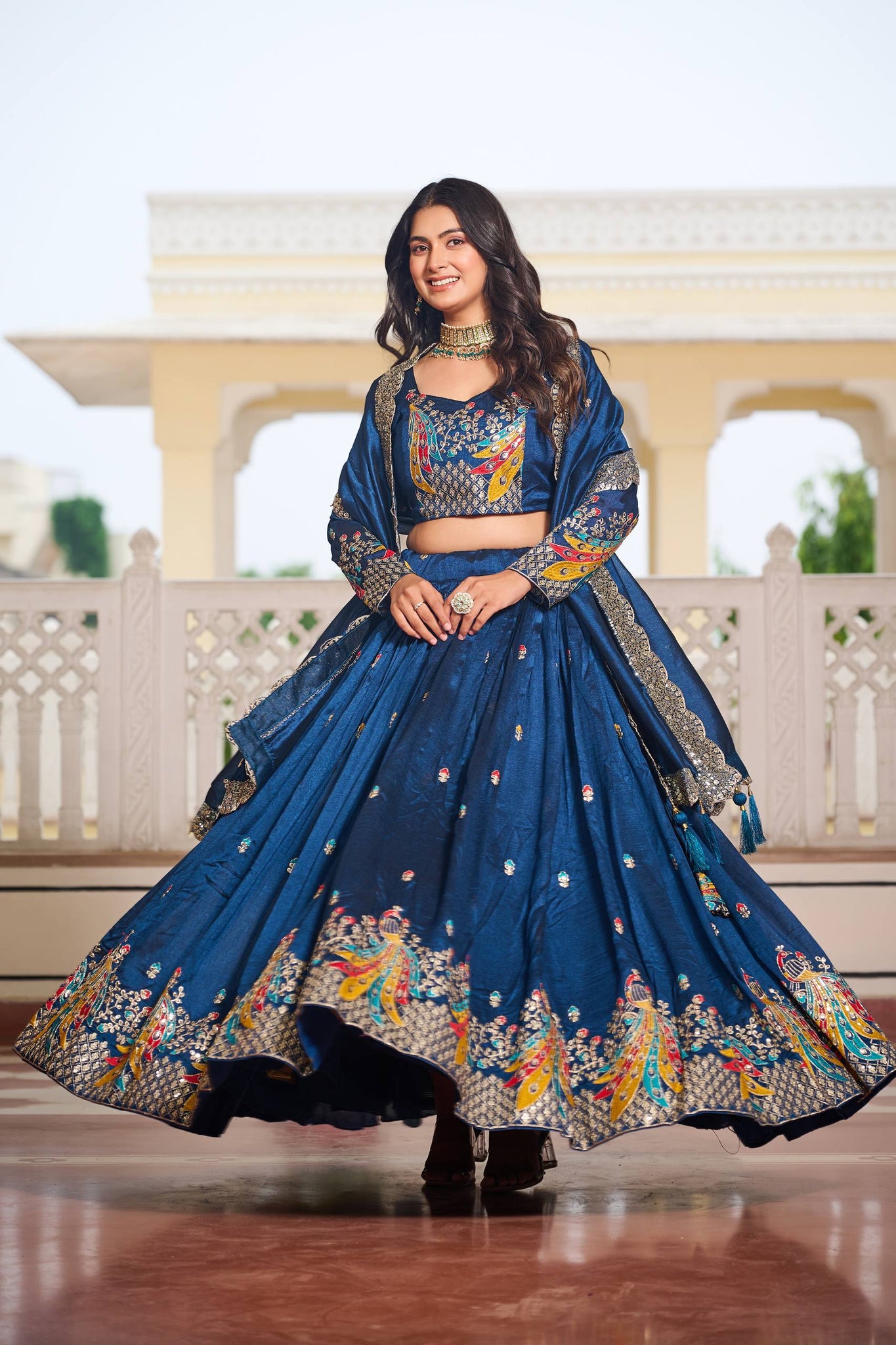 Bollywood Style Blue Color Sequence Lehenga Choli