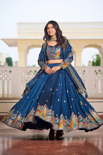 Bollywood Style Blue Color Sequence Lehenga Choli