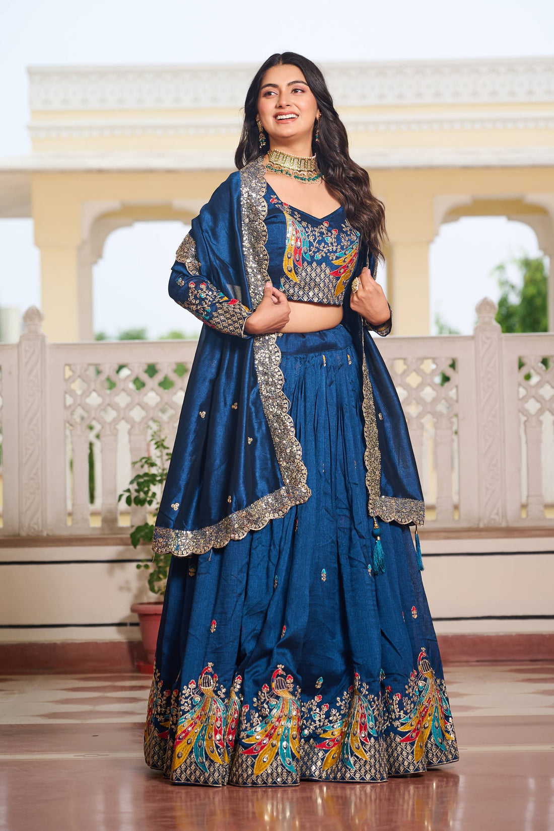 Bollywood Style Blue Color Sequence Lehenga Choli