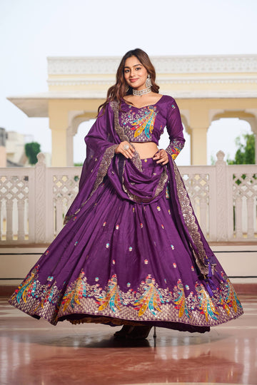 Trending Purple Color Ready to Wear Lengha Choli