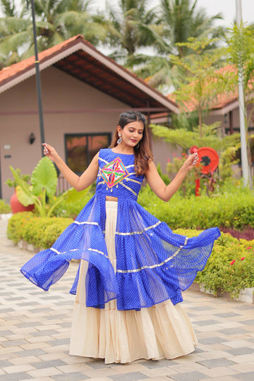 Precious Blue Color Cotton Lehenga Choli For Garba