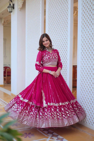 Presenting Rani Pink Color Georgette Designer Event Wear Lehenga Choli