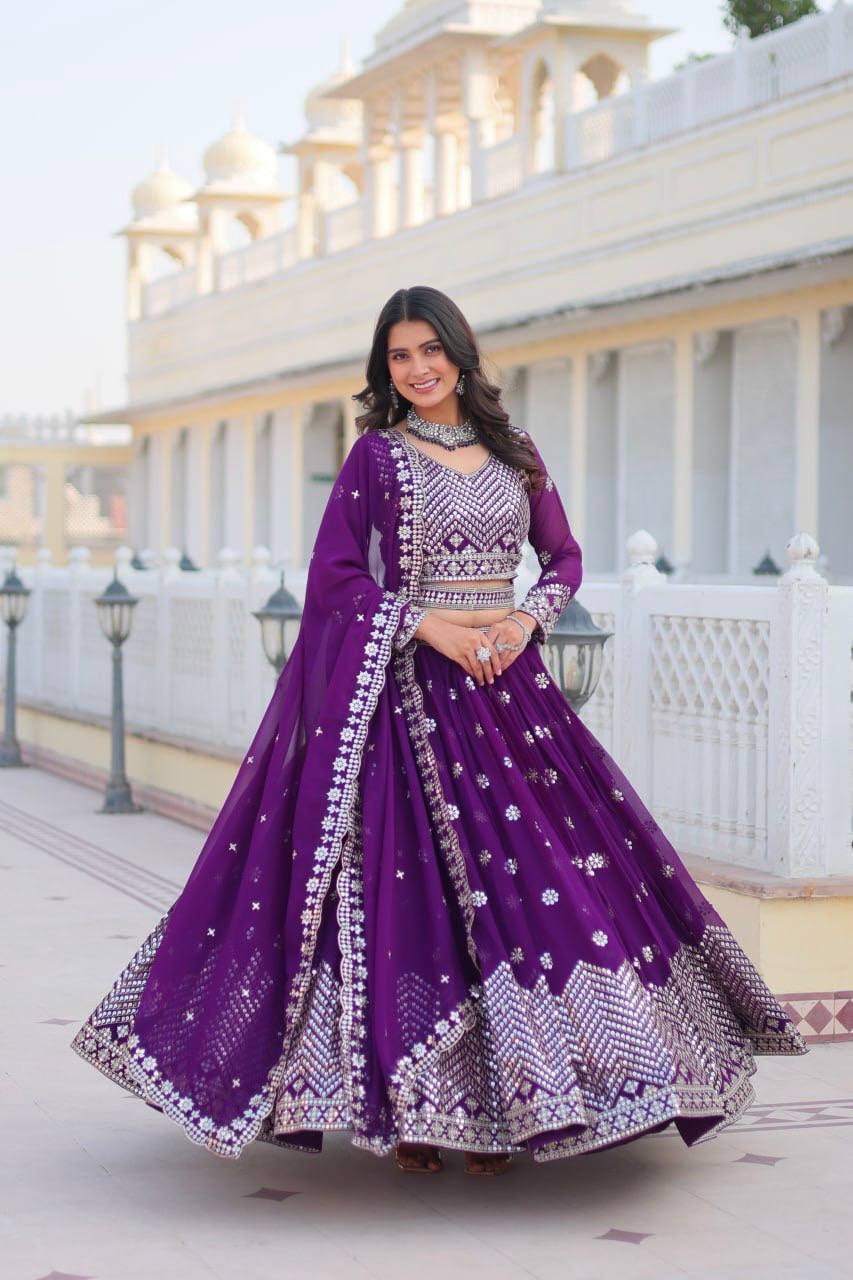 Presenting Purple Color Georgette Designer Event Wear Lehenga Choli