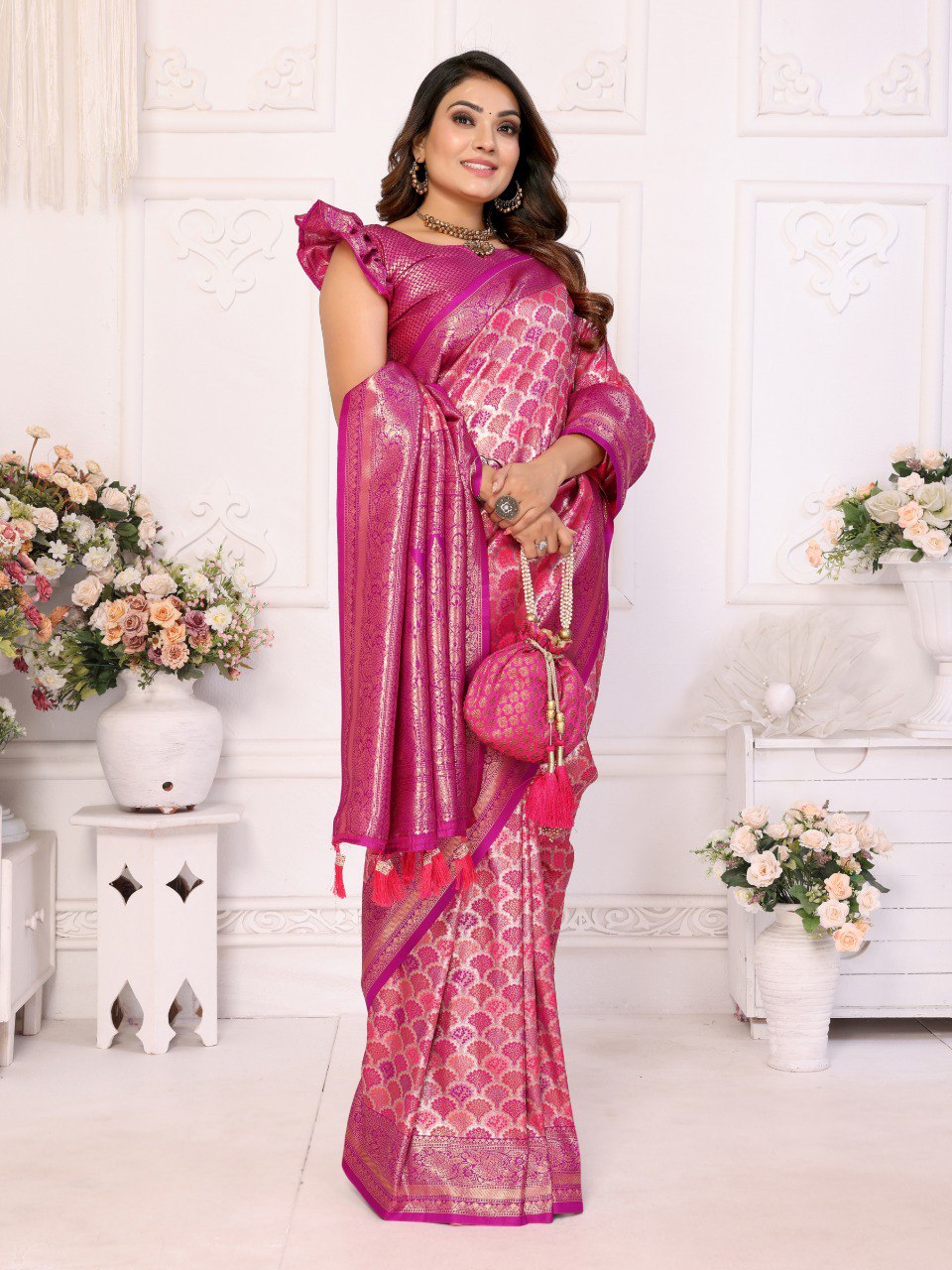 Delightful Woven Color Banarasi Silk Weaving Saree For Wedding