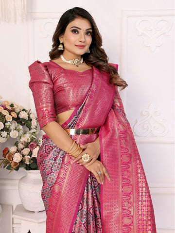 Wonderful Zari Weaving Silk Trendy Wedding Wear Saree With Blouse