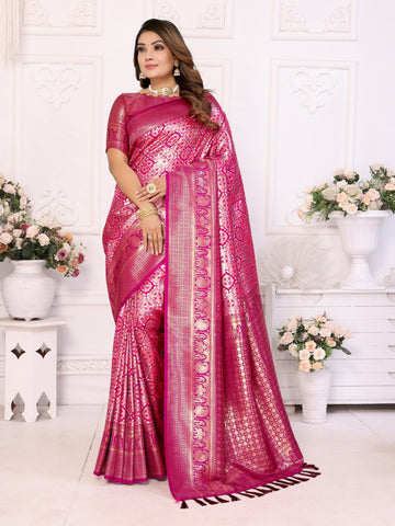 Gorgeous Wine Color Pashmina Silk Traditional Saree For Reception