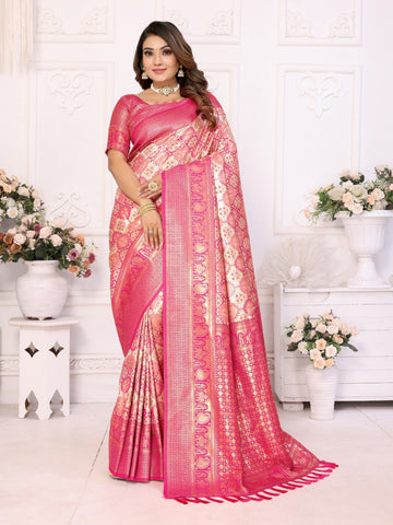 Wonderful Zari Weaving Silk Trendy Wedding Wear Saree With Blouse(Test)